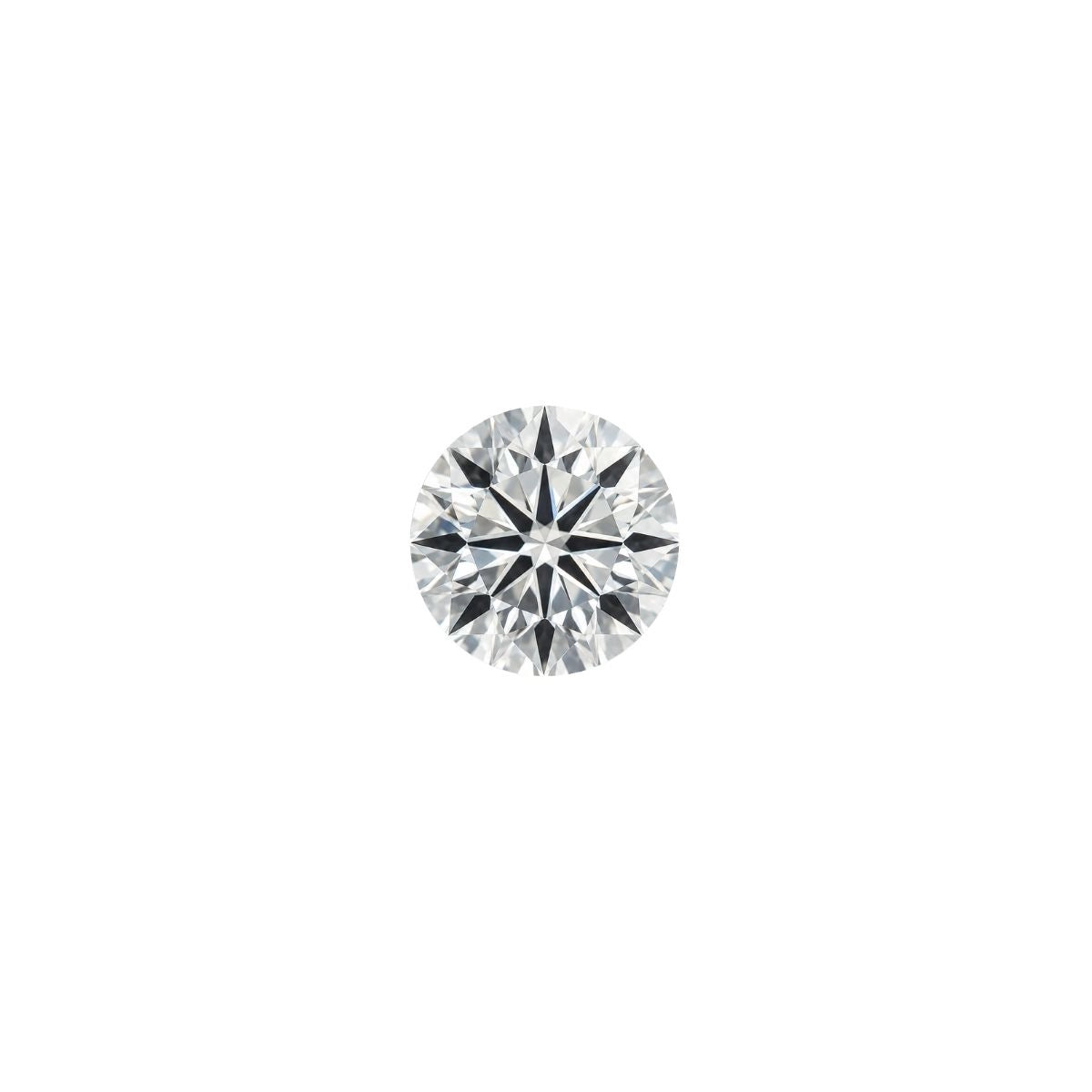 Round diamond viewed from above, representing diamond cut, proportions, symmetry, polish, and light performance.