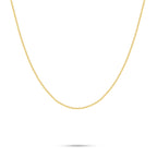 J'ENCHANTE 18K gold chain necklace, shown on a white background with a refined slim chain silhouette for solo wear, pendants or layering.
