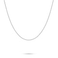 J'ENCHANTE 18K white gold chain necklace, shown on a white background with a refined slim chain silhouette for solo wear, pendants or layering.