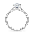 Side view of the J'ENCHANTE Classic 18K white gold lab-grown diamond ring, showing the four-prong setting, open gallery and refined band structure.