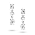 J'ENCHANTE The Élan Line earrings in 18K white gold, featuring oval lab grown diamonds and round brilliant accents, shown as a front-facing pair on a white background.