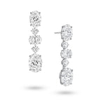 J'ENCHANTE The Élan Line 18K white gold lab grown diamond earrings, shown with one front view and one side view on a white background.