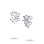 J'ENCHANTE Facette Structure Earrings (Small) in 18K white gold, shown from the front and side with the signature J-Setting.