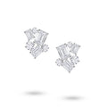 Front view of J'ENCHANTE Facette Structure Earrings (Small) with emerald-cut and round lab-grown diamonds in 18K white gold.