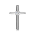 Front view of the J'ENCHANTE HOPE center cross diamond pendant in 18K white gold. Featuring clean, minimalist tubular lines, the architectural design centers on a single round brilliant diamond at the intersection. A quiet symbol of faith and strength, designed to draw light inward.