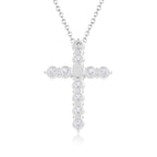 Back gallery view of the J'ENCHANTE HOPE Radiant Cross diamond necklace in 18K white gold. Showcasing the flawlessly polished reverse side and open light-entry holes for maximum brilliance. The structural intersection reveals a hidden, delicately crafted heart motif—adding a secret, deeply personal touch of romance to this powerful symbol.