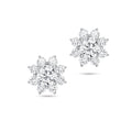 Front view of the J'ENCHANTE LIFE Bloom sunflower-inspired diamond stud earrings. Showcasing perfect symmetry, the design reflects the collection's theme of "the center of our world," where one luminous core is surrounded by brilliant diamonds. A beautiful expression of strength and warmth, crafted for meaningful everyday moments.