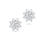 Front view of the J'ENCHANTE LIFE Bloom sunflower-inspired diamond stud earrings. Showcasing perfect symmetry, the design reflects the collection's theme of "the center of our world," where one luminous core is surrounded by brilliant diamonds. A beautiful expression of strength and warmth, crafted for meaningful everyday moments.
