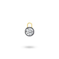 Front view of the J'ENCHANTE MOD collection 18k gold lab-grown diamond pendant, featuring a unique black frame setting that strongly contrasts with the brilliant round-cut diamond.