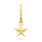 Back view of the J'ENCHANTE MOD medium star diamond drop hoop, displaying the solid high-polished 18k gold finish, seamless clasp design, and signature brand hallmark.