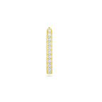 Front view of the J'ENCHANTE MOD medium 14.8mm pavé hoop earring, featuring a bolder linear silhouette illuminated by a row of 12 diamonds (0.1ct), serving as a luxurious statement or a refined modular base.