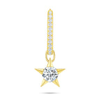 Front view of the J'ENCHANTE MOD medium 18k gold pavé diamond star drop hoop earring, featuring a bolder hoop accented with a refined row of pavé-set lab-grown diamonds and a detachable star charm.