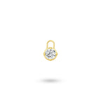Front view of the J'ENCHANTE MOD collection small 18k gold lab-grown diamond pendant, featuring a delicate 0.3-carat brilliant round-cut stone for everyday styling.