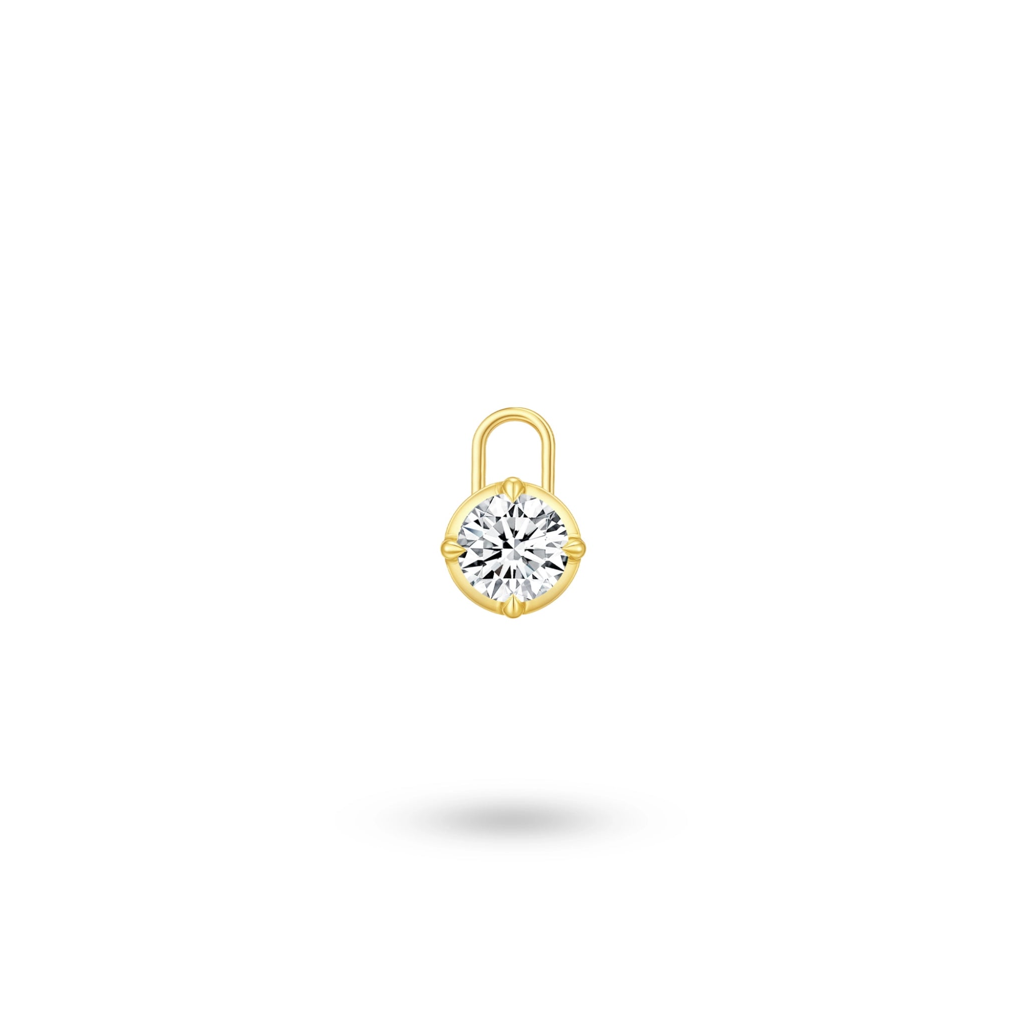 Front view of the J'ENCHANTE MOD collection small 18k gold lab-grown diamond pendant, featuring a delicate 0.3-carat brilliant round-cut stone for everyday styling.