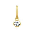 Front view of the J'ENCHANTE MOD small 18k gold single classic hoop earring, featuring clean sculptural lines paired with a detachable 0.5-carat round lab-grown diamond drop for refined everyday minimalism.