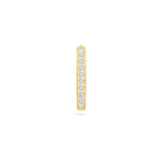 Front view of the J'ENCHANTE MOD small 13mm pavé hoop earring, featuring a sleek linear silhouette illuminated by a row of 0.07-carat diamonds, serving as a minimalist statement or a refined modular base.