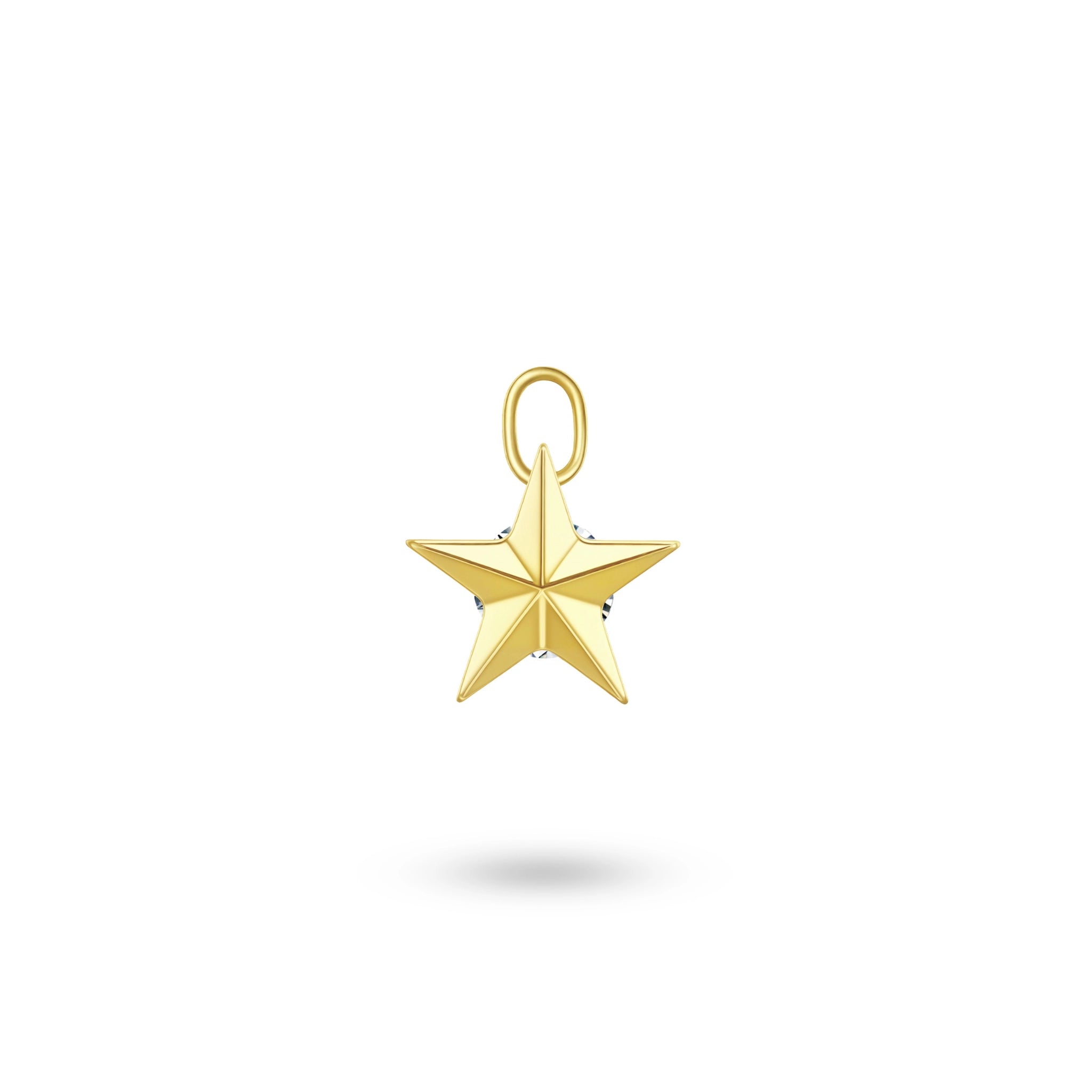 Back view of the J'ENCHANTE 18k gold star pendant, showcasing the high jewelry level of polishing and the smooth, solid gold finish.
