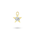 Front view of the J'ENCHANTE MOD collection 18k gold star lab-grown diamond pendant, featuring a brilliant round-cut diamond set in a classic five-point star design.