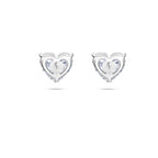 Back gallery view of the J'ENCHANTE ONE heart-cut diamond stud earrings, showcasing the clean, open-backed setting and engraved brand hallmark. This refined architectural structure maximizes light passage from behind while ensuring a secure and perfectly flush fit on the ear.