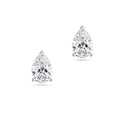 Front view of the J'ENCHANTE ONE pear-cut diamond stud earrings in white gold. Featuring a brilliant pear-shaped focal stone on each ear, the minimalist design perfectly balances soft, graceful curves with refined, precise definition for a clean and intentional statement.