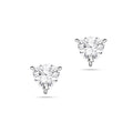 Front view of the J'ENCHANTE ONE trilliant-cut diamond stud earrings in white gold. Featuring a striking triangular silhouette, the minimalist design captures pure light and bold geometric elegance, highlighting the rare trilliant center stone for a distinctive, modern statement.