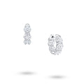 J'ENCHANTE Radiant Trio lab-grown diamond earrings in 18K white gold, shown from the front and side.