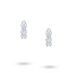 Front view of J'ENCHANTE Radiant Trio earrings with graduated round lab-grown diamonds set in 18K white gold.